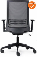 Canillo Bureaustoel - NIEUW - Zwarte stoffering - Netweave rug - Zwart voetkruis 