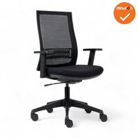 Canillo Bureaustoel - NIEUW - Zwarte stoffering - Netweave rug - Zwart voetkruis 