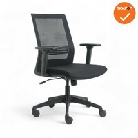 Evora Bureaustoel - NIEUW - Zwarte stoffering - Netweave rug - Zwart voetkruis - Harde wielen