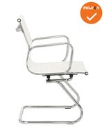 Vergaderstoel Assemblee- NIEUW-Wit leder met chroom