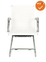 Vergaderstoel Assemblee- NIEUW-Wit leder met chroom