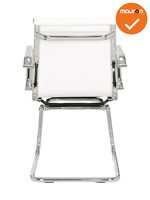 Vergaderstoel Assemblee- NIEUW-Wit leder met chroom