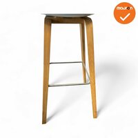 Witte barkruk - hout 4 poots onderstel