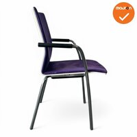 Vergaderstoel - paarse stoffering - chrome 4 poots frame