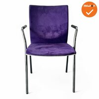 Vergaderstoel - paarse stoffering - chrome 4 poots frame
