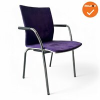 Vergaderstoel - paarse stoffering - chrome 4 poots frame