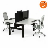 Duo bureau - slinger verstelbaar zit sta - maat en kleur blad naar keuze - zwart onderstel