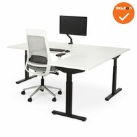 Hoekbureau Tube - Rechte hoek - zwart onderstel - Wit
