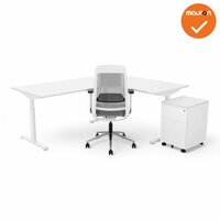 Hoekbureau Tube - Ronde hoek - wit onderstel -  wit