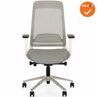 Bureaustoel Ledderra - NIEUW - Grijs met stoffering - Chrome voetkruis