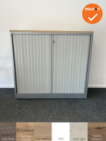 Ahrend Roldeurkast - 110x120x45 - Zilvergrijs met witbeige roldeuren
