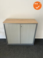 Ahrend Roldeurkast - 110x120x45 - Zilvergrijs met witbeige roldeuren