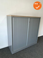 Roldeurkast - Ahrend - 120x120x45cm - Zilvergrijs met zilvergrijze kunststof roldeuren - Topblad naar keuze