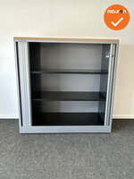Roldeurkast - Ahrend - 120x120x45cm - Zilvergrijs met zilvergrijze kunststof roldeuren - Topblad naar keuze