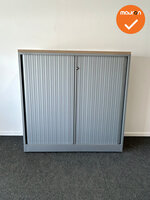 Roldeurkast - Ahrend - 120x120x45cm - Zilvergrijs met zilvergrijze kunststof roldeuren - Topblad naar keuze
