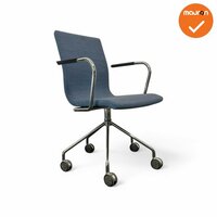Vergaderstoel Skandiform - Blauw gestoffeerd - op wielen