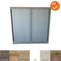 Roldeurkast - Ahrend - 120x120x45cm - Zilvergrijs met zilvergrijze kunststof roldeuren - Topblad naar keuze