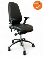 RH Logic 400 - Nieuw zwart kunstleer - Inclusief lendepomp - Grijs/zwart voetkruis 