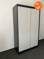 Mewaf roldeurkast - 198x120x48cm - Zwart/donkerblauw  met grijze deuren 