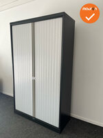Mewaf roldeurkast - 198x120x48cm - Zwart/donkerblauw  met grijze deuren 