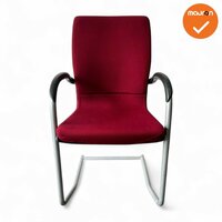 Ahrend 230 vergaderstoel - Zilvergrijs frame - Rode stoffering