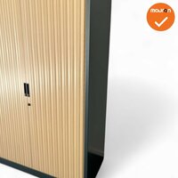 Roldeurkast - Basic - 195x120x45cm - Antraciet met beuken deuren