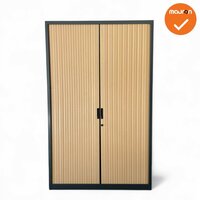 Roldeurkast - Basic - 195x120x45cm - Antraciet met beuken deuren