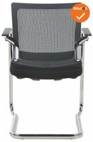 Tallinn Vergaderstoel - NIEUW - Zwarte stoffering - Netweave rug - Met chrome frame