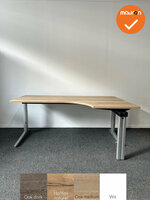 Ahrend Essa hoekbureau - Handmatig verstelbaar - 180x120cm - Bladkleur naar keuze - Zilvergrijs onderstel