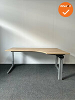 Ahrend Essa hoekbureau - Handmatig verstelbaar - 180x120cm - Bladkleur naar keuze - Zilvergrijs onderstel