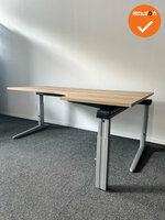 Ahrend Essa hoekbureau - Handmatig verstelbaar - 180x120cm - Bladkleur naar keuze - Zilvergrijs onderstel