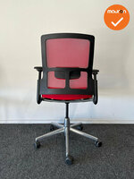 Ahrend 2020 Verta bureaustoel - refurbished - rode stoffering  - medium rug - chrome voetkruis