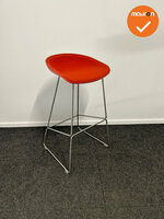 Barkruk - HAY- about a stool - Rood gestoffeerd - chroom onderstel