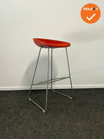 Barkruk - HAY- about a stool - Rood gestoffeerd - chroom onderstel