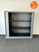 Roldeurkast - Ahrend - 120x120x45cm - Zilvergrijs met zilvergrijze kunststof roldeuren - Topblad naar keuze