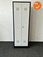 Lockerkast - 180x60x50 - 2 deurs - Zwart met zilvergrijze deuren