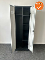 Lockerkast - 180x60x50 - 2 deurs - Zwart met zilvergrijze deuren