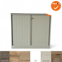 Roldeurkast - Ahrend - 110x120x45cm - Wit beige met wit beige roldeuren - Topblad naar keuze