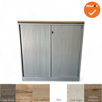 Roldeurkast - Ahrend - 120x120x45cm - Zilvergrijs met zilvergrijze metalen roldeuren - Topblad naar keuze