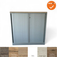 Roldeurkast - Ahrend - 120x120x45cm - Zilvergrijs met zilvergrijze kunststof roldeuren - Topblad naar keuze