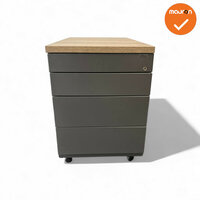 Ladeblok - 57x42x76cm - Antraciet - 4 lades - metalen front - topblad naar keuze