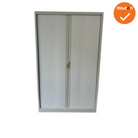 Roldeurkast - 198x122x45cm - Beige met witgrijze deuren - 3 legborden