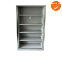 Roldeurkast - 198x122x45cm - Beige met witgrijze deuren - 3 legborden
