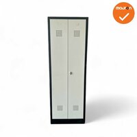 Lockerkast - 180x60x50 - 2 deurs - Zwart met zilvergrijze deuren