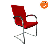 Ahrend 230 vergaderstoel - Zilvergrijs frame - Rode stoffering met gestoffeerde rug