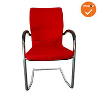Ahrend 230 vergaderstoel - Zilvergrijs frame - Rode stoffering met gestoffeerde rug