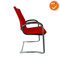 Ahrend 230 vergaderstoel - Zilvergrijs frame - Rode stoffering met gestoffeerde rug