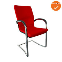 Ahrend 230 vergaderstoel - Zilvergrijs frame - Rode stoffering met gestoffeerde rug