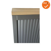 Roldeurkast -105x120x47cm - Zilvergrijs met zilvergrijze deuren - Ahorn topblad