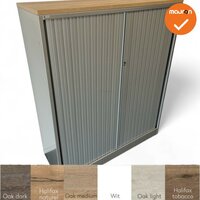 Roldeurkast - Ahrend - 144x120x45cm - zilvergrijs met zilvergrijze deuren - topblad naar keuze